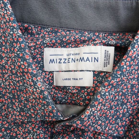 Mizzen Main Mens Leeward Shirt Button Up Long Sleeve Red Floral Polyester Large - Picture 8 of 9